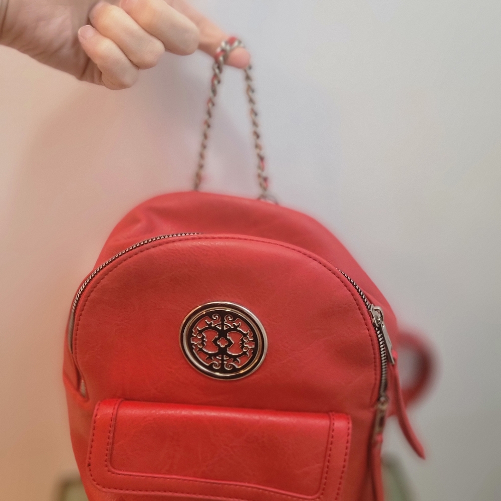 Sam and Hadley Red Vegan Leather Mini Backpack - Picture 5 of 8